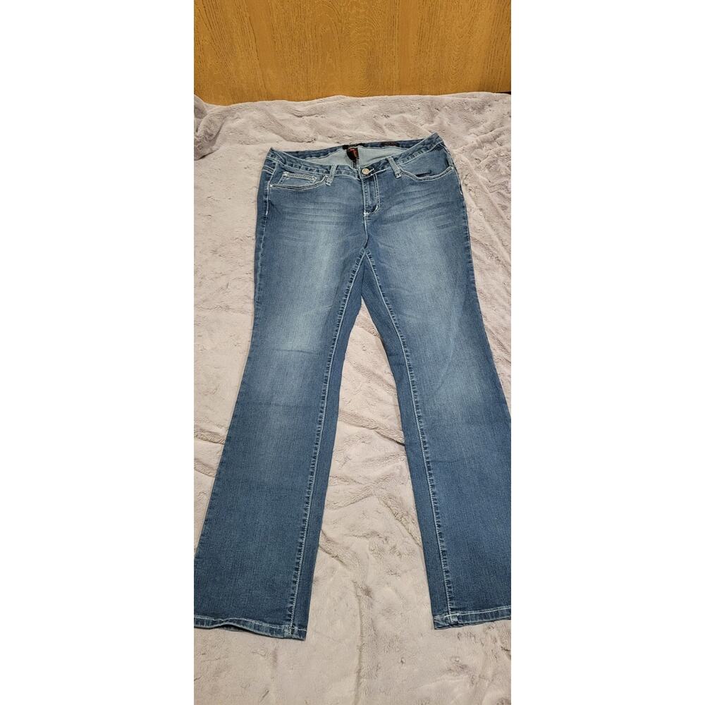 Earl Jean Womens Slim Boot Jeans 16W Blue Mid Rise Stretch Bootcut Denim